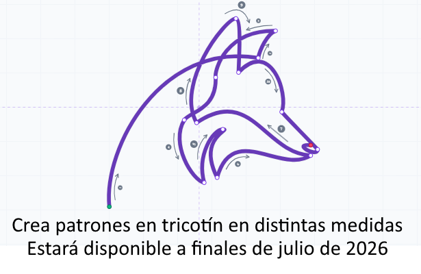 Generador de patrones de tricotin, French knitter, knitting spool con el editor de patrones crea lienzos infinitos y a la medida deseada