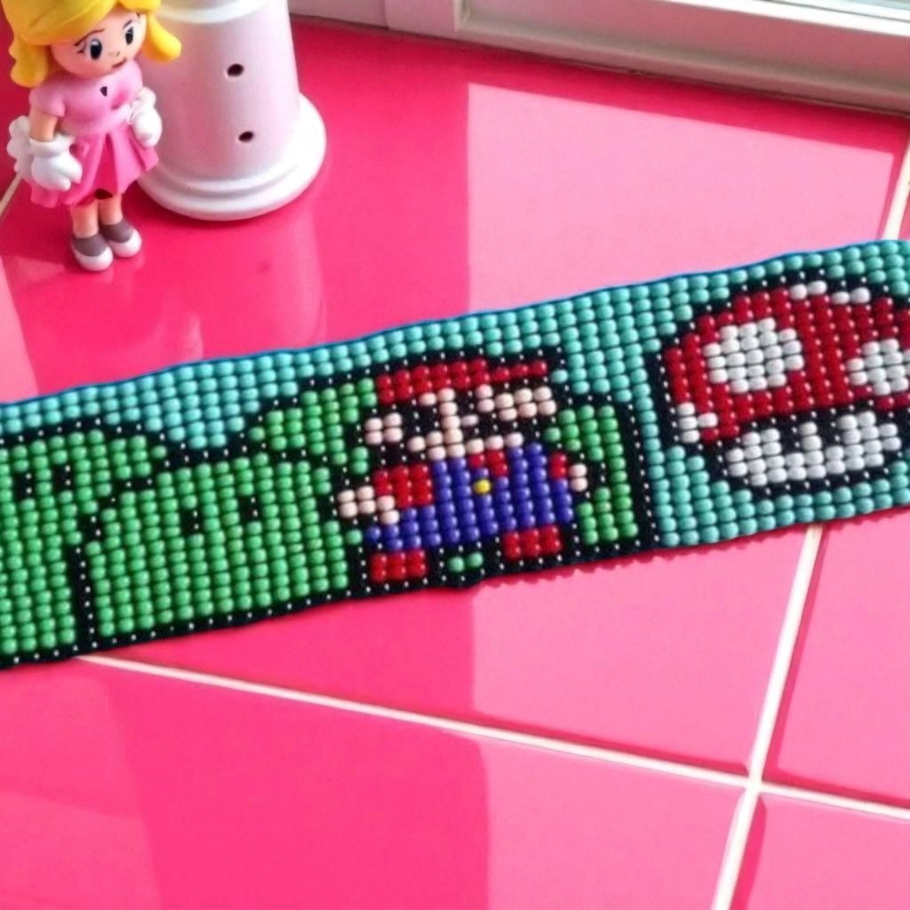 Pulsera en telar de Mario Bros