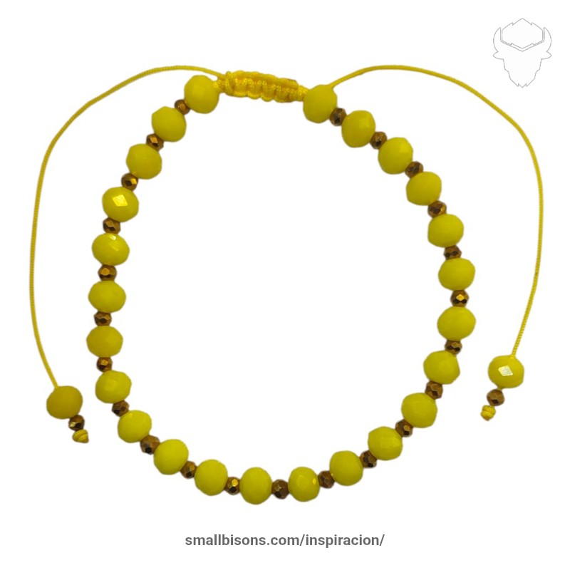 Pulsera en hilo chino en checo en amarillo y dorado