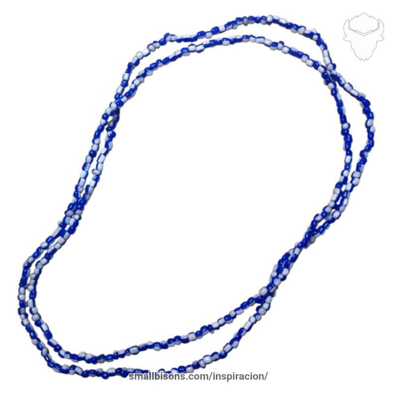Collar eleke de San Lázaro en cuentas rayadas y abalorios