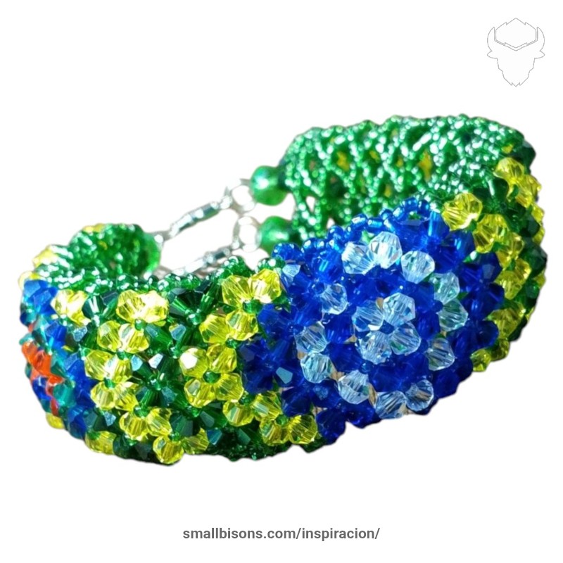 Brazalete SAMAN en Orula con Yemayá elaborado full cristales rombos