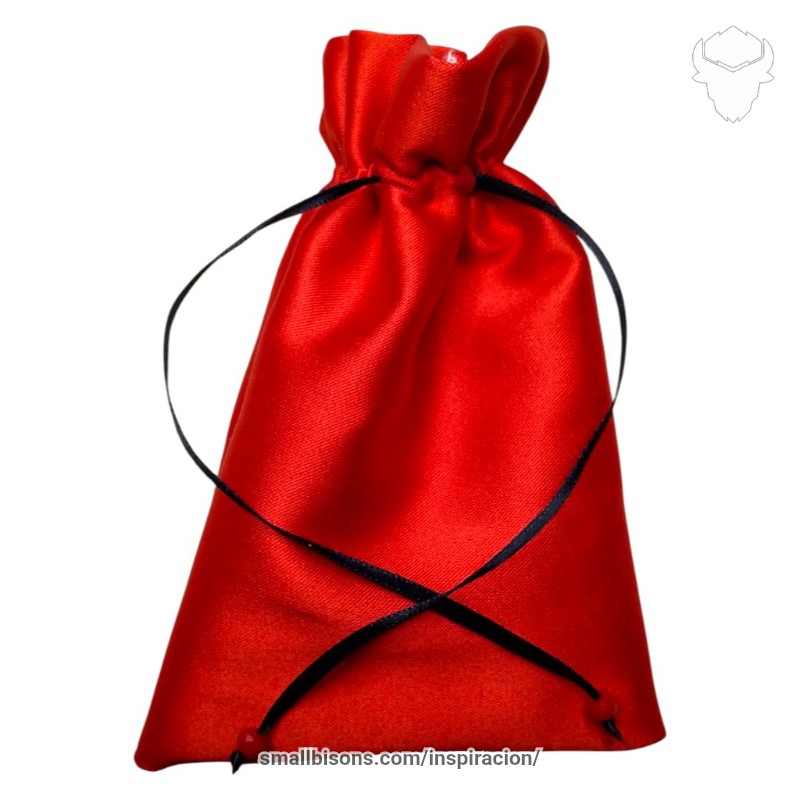 Bolsa caracolera roja con cinta negra de Eleggua en tela artesanal